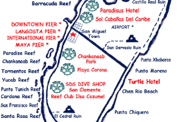 Cozumel Dive Map