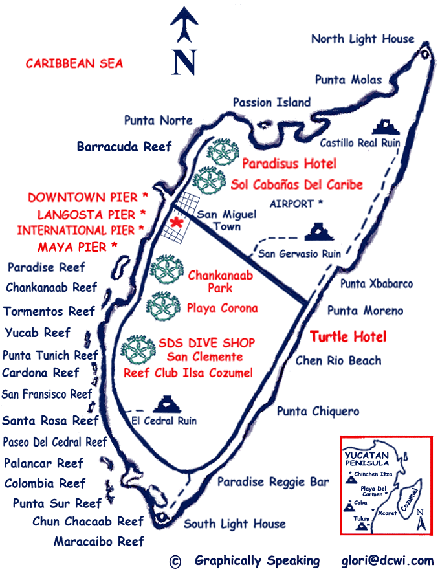 Cozumel Dive Map