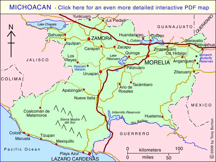 Interactive Map of Michoacan, Mexico