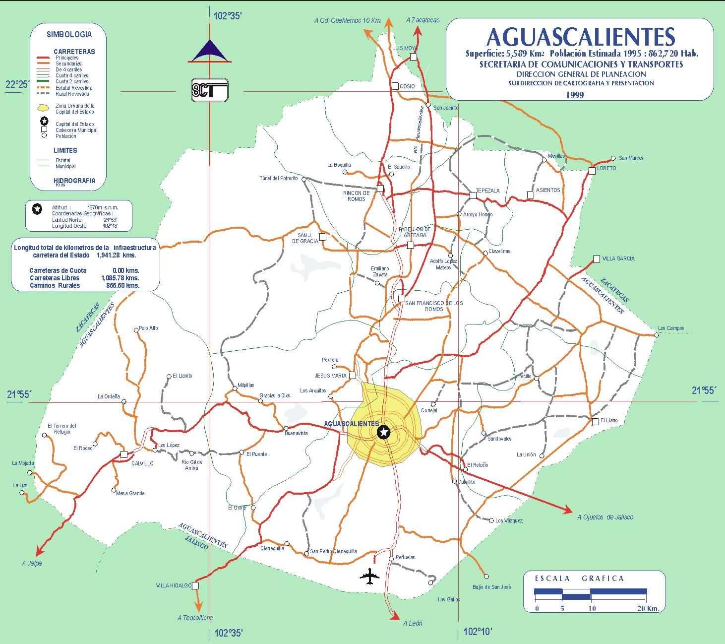 Map of Aguascalientes