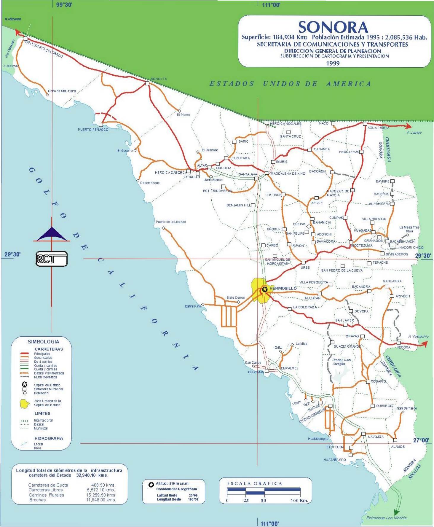 Map of Sonora