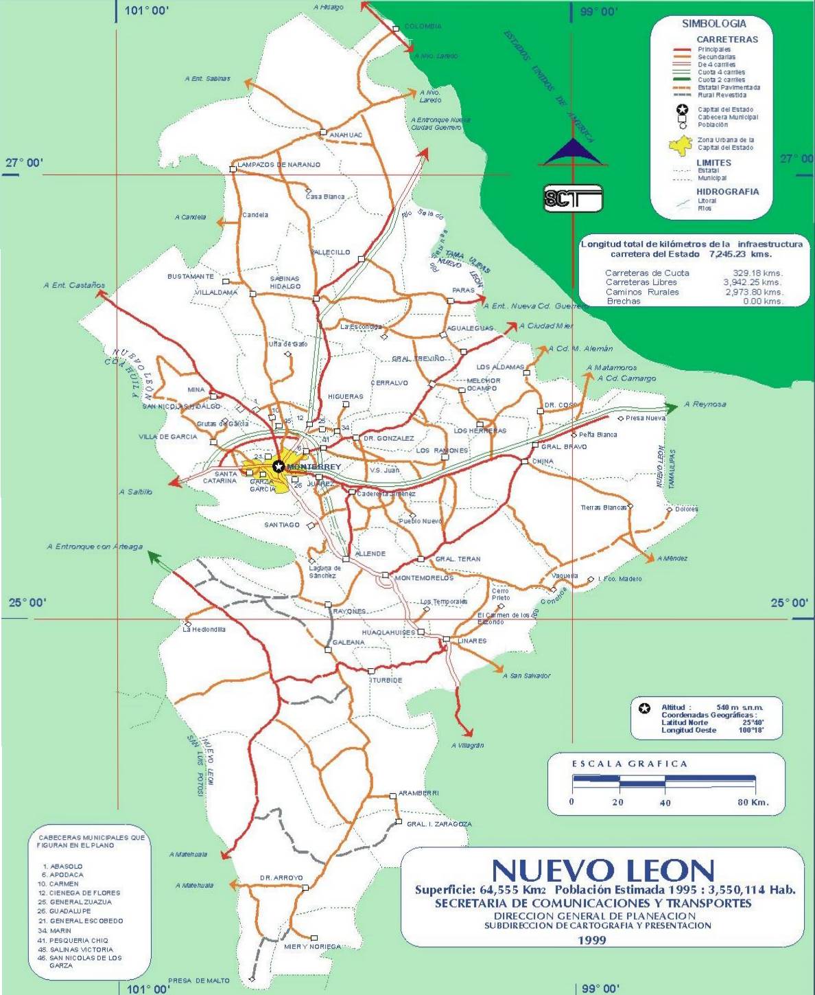 Map of Nuevo León