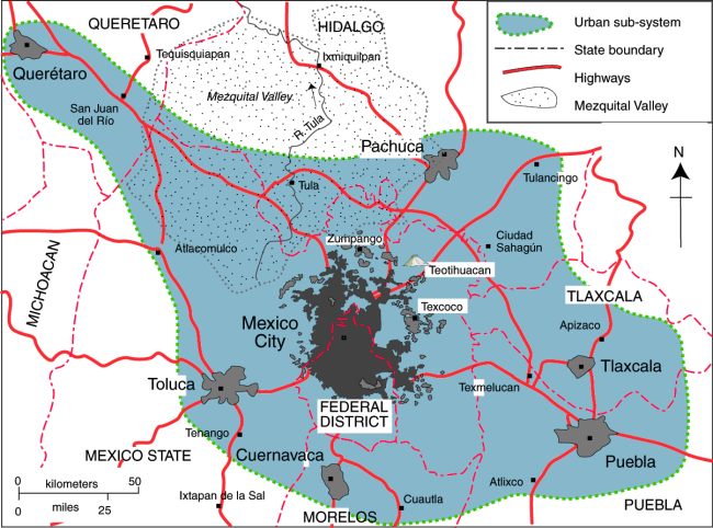 Map of Mexico City urban system