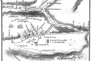 1837 map of Lake Chapala by H. G. Galeotti