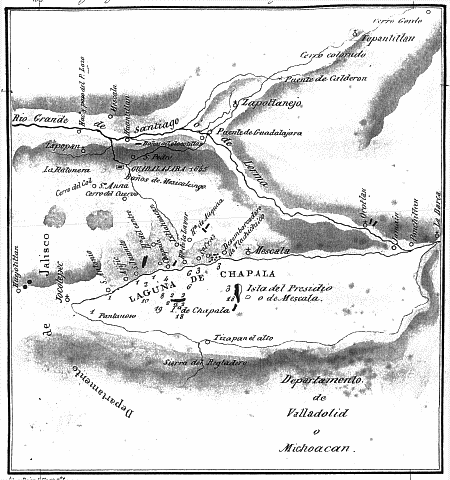 1837 map of Lake Chapala by H. G. Galeotti