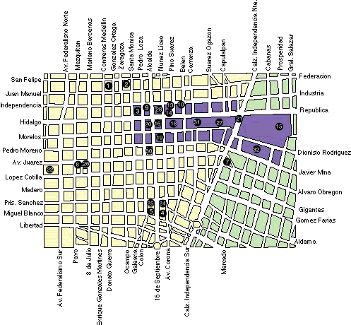 Map of downtown Guadalajara