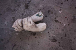 This is an example of the original body mold Artist Ivan Guaderrama did of hands. His first piece was done to commemorate a visit with his mother and brother when he opened his first gallery in Chihuahua. © Mariah Baumgartle, 2011