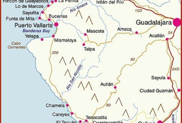 Interactive map of Pacific Coast beaches: Jalisco, Nayarit, Colima, Michoacán, Mexico
