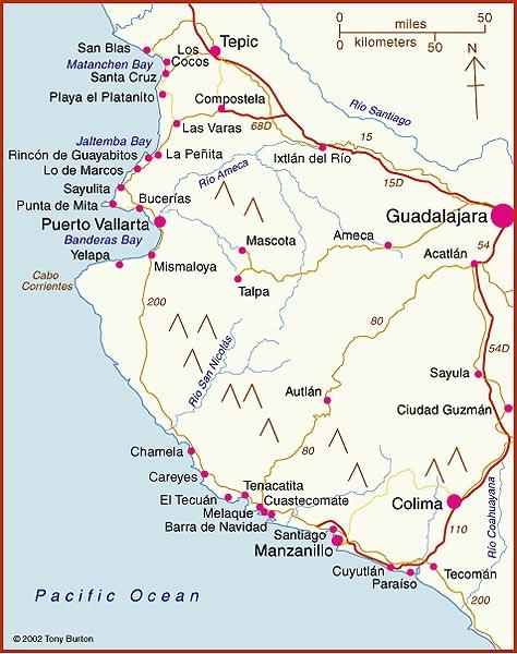 Mexico Pacific Coast Map Interactive map of Pacific Coast beaches: Jalisco, Nayarit, Colima 