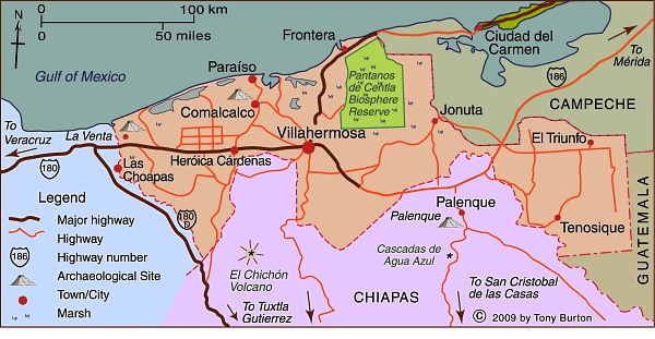 Interactive Map of Tabasco, Mexico