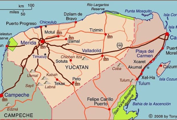 Interactive Map of Yucatan, Mexico