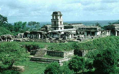 Palenque: The Palace seen from the Temple of the Sun