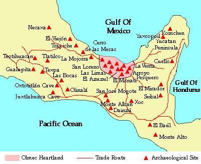 Map of Mexico during Preclassic period 2000 B.C. – A.D. 250