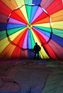 The inside of a hot air balloon being inflated in preparation for take-off. The annual Hot Air Balloon Festival in Leon, Guanajuato is the largest in Mexico. © Tara Lowry, 2014