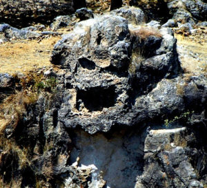 A ghoulish rock welcomes visitors to Villa Felicidad near Tala, Jalisco. © John Pint, 2011