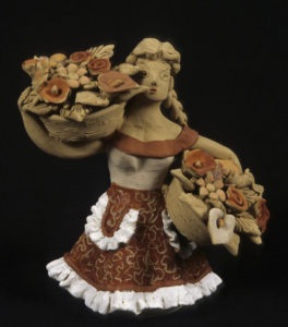 Flower Vendor, a ceramic figurine by Angelica Vasquez Cruz of Oaxaca. © Arden Aibel Rothstein and Anya Leah Rothstein, 2007