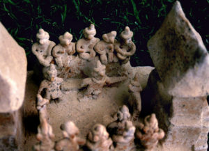 This is a replica of a 2000-year-old clay model of a crowd cheering on their favorite ball players. The ancient ball game was played nonstop from sunrise to sunset. © John Pint, 2009