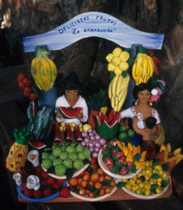 Working in ceramic, Irene Aguilar Alcantara depicts the itinerant fruit vendors seen everyday in Mexican towns. © Arden Aibel Rothstein and Anya Leah Rothstein, 2007