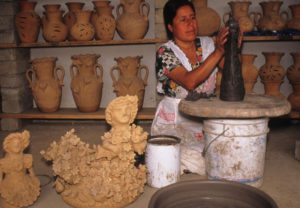 Irma Garcia Blanco, a talented Oaxaca ceramicist, creates beautiful figures in terracotta. © Arden Aibel Rothstein and Anya Leah Rothstein, 2007