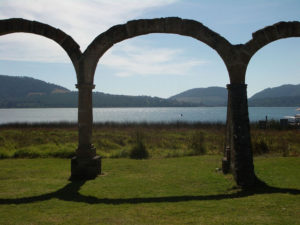 These arches characterize the Zirahuen Forest and Resort in Michoacan. Beyond, Lake Zirahuan sparkles in the Mexican sunshine. © Linda Breen Pierce, 2009