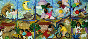 La Vida del Pueblo is a colorful tile mosaic by Luis Valencia Mendoza of Oaxaca. © Arden Aibel Rothstein and Anya Leah Rothstein, 2007