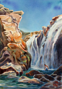 A painting of Los Chorros de Tala by Guadalajara watercolorist Jorge Monroy. © Jorge Monroy, 2011