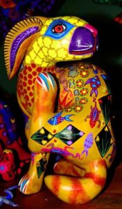 The alebrije is a uniquely Oaxacan variety of Mexican folk art. This one depicts a rabbit. © Alan Goodin 2007