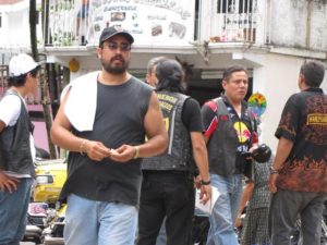 Mexican bikers love the masquerade aspects of American motorcycle gangs, creating a high demand for black leather, membership patches and colorful emblems. The result is a collection of the nicest folks on earth looking like Hell's Angels in full regalia. © William B. Kaliher, 2014