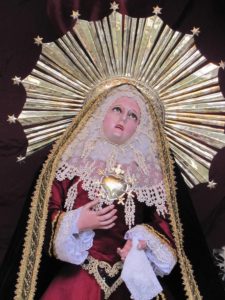 Our Lady of Sorrows — Nuestra Señora de los Dolores, a beautiful image in a Oaxaca church © Tara Lowry, 2014