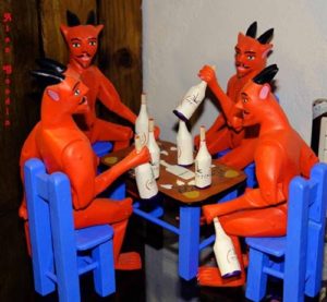 Both the devil and imbibing have become favorite themes in popular Mexican folk art. © Alan Goodin 2007