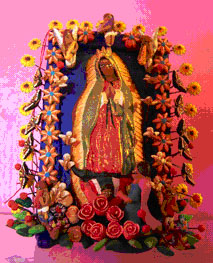 Virgin of Guadalupe - Tree of Life sculptures by Juan Hernández Arzaluz of Metepec.