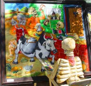 Representations of death and skeletons are frequently found in Mexican fine art, often with fairly straightforward symbolism, far beyond its popularity during the Day of the Dead celebrations. © Alan Goodin 2007