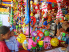 Located about 50 kilometers southwest of the state capital of Aguascalientes, the town of Calvillo hosts an annual guava fair. Stalls selling food and merchandise appear in the plaza. This one, filled with toys, entices a little girl and her baby sister. © Diodora Bucur, 2009