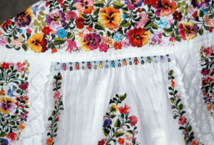 Lavish hand embroidery covers a traditional Mexican wedding dress by Oaxaca artisan Faustina Sumano Garcia. © Arden Aibel Rothstein and Anya Leah Rothstein, 2007