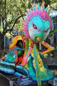 "Eterna Mirada," a sculpture in cartonería, by the Ultima Hora Collective at the Alebrije Parade. Photo © Alejandro Linares Garcia, 2019