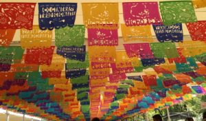 Papel Picados, pierced-paper flags, flying over the eating area © David Haun, 2015