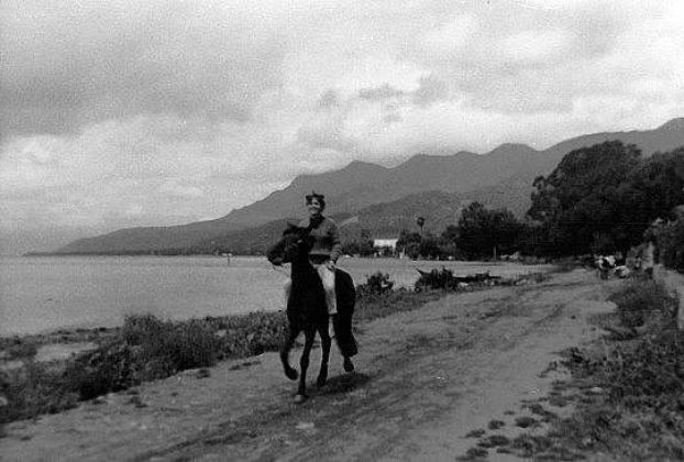 ﻿Marsha kept her own horse, Marie-Elena, in the village. On this overcast day in summer 1966, she rode for miles along the shore to the east of Ajijic. She bred Marie-Elena with a stallion from Jocotepec. Photo in family collection of Marsha Sorensen; all rights reserved.
