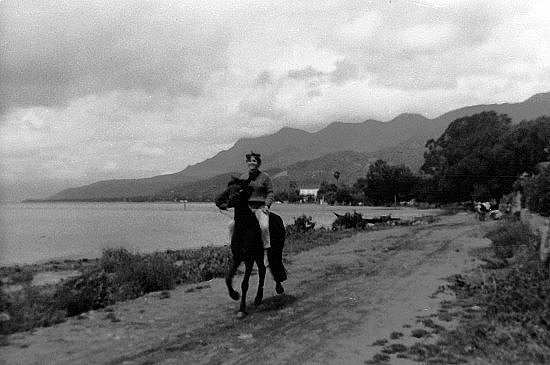 ﻿Marsha kept her own horse, Marie-Elena, in the village. On this overcast day in summer 1966, she rode for miles along the shore to the east of Ajijic. She bred Marie-Elena with a stallion from Jocotepec. Photo in family collection of Marsha Sorensen; all rights reserved.