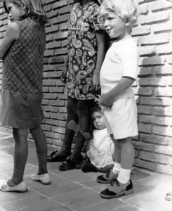 ﻿Sara Johnson-Pérez (far left) at a bithday party in Ajijic, 1972. Photo in family collection of Marsha Sorensen; all rights reserved.