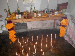 A large, private, Día de los Muertos Altar