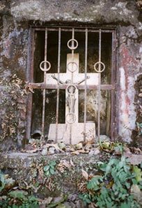 A lakeside shrine carved out of volcanic rock