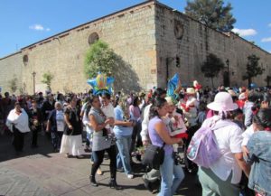 On December 12 in the city of Oaxaca, parents, grandparents and children make a procession from the Zocalo to Llano Park in honor of the Virgin of Guadalupe © Tara Lowry, 2014