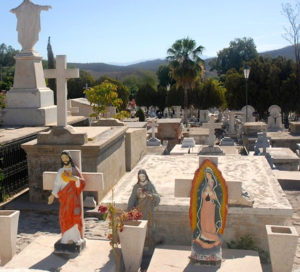 With its elaborate figurines and tombs, the Alamos cemetery is typical of many in Mexico. © Gerry Soroka, 2009