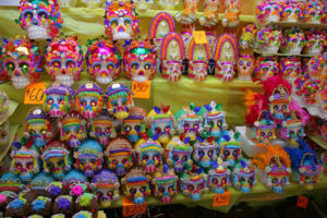 Candy skulls sold in Toluca in the days leading up to Día de Muertos