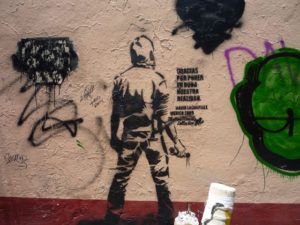 A life-sized graffiti artist from Mother Monkey Collective in Mexico City. © Anthony Wright, 2009