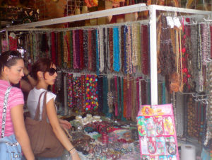 This stand in the Tequisquiapan, Queretaro market features beads of all kinds — wood, gemstones and even plastic. © Daniel Wheeler, 2009