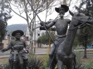 A sculpture of Don Quixote and Sancho Panza outside the Indios Verdes station of the Mexico City metro © Peter W. Davies, 2013