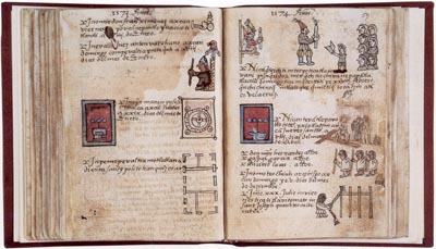 Pages frm the Aubin Codex, which probably came from the Mexican state of Tlaxcala