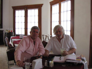 Mexconnect author William B. Kaliher (r) sips sotol with Ignacio Chacon, the second largest wine producer in Parras, Mexico and an expert on sotol © William Kaliher, 2011