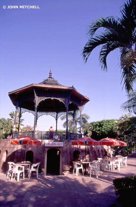 The café beneath the bandstand in Mazatlán's main plaza is an ideal spot to take a break from the tropical heat.